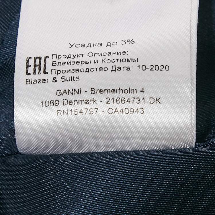 Pre Owned Ganni Blue Pinstripe Gabardine Double Breasted Blazer S