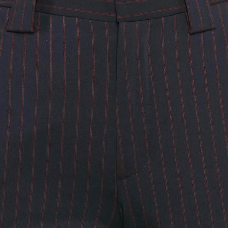 مملوكة مسبقًا Ganni Navy Blue Pinstripe Gabardine Pants S