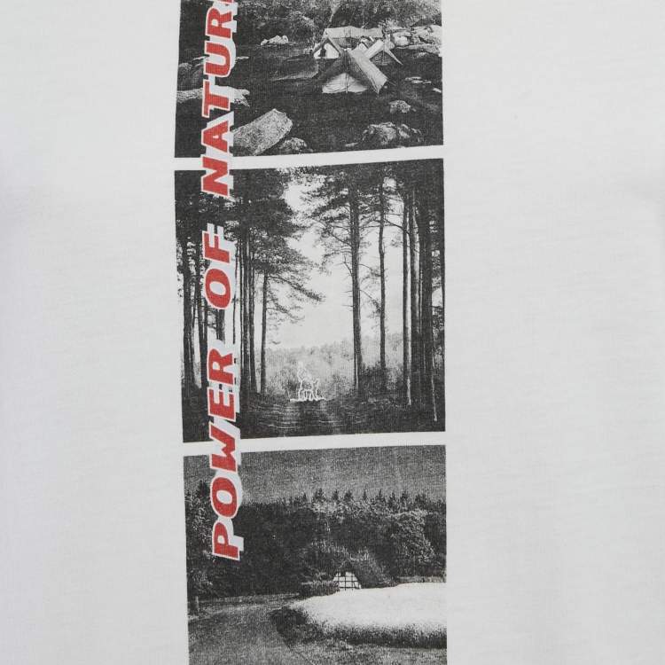 Pre Owned Ganni White Printed Cotton Crew Neck T-Shirt XS