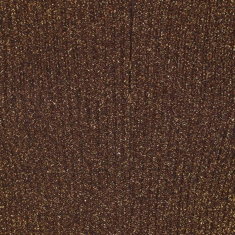 Pre Owned Ganni Metallic Gold Lurex Knit Midi Dress M