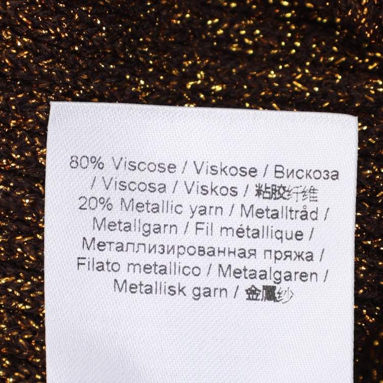 Pre Owned Ganni Metallic Gold Lurex Knit Midi Dress M