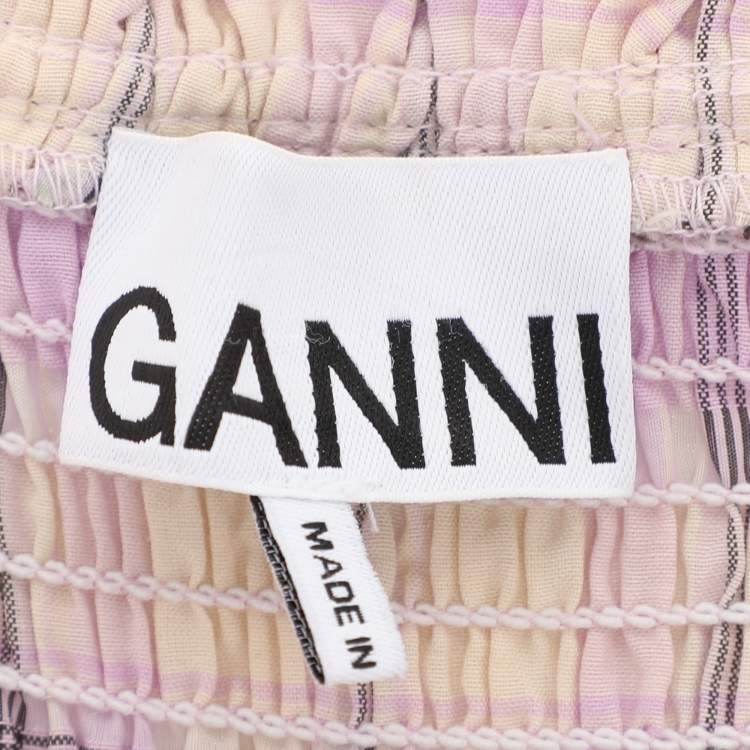 Pre Owned Ganni Multicolor Cotton Blend Long Dress M