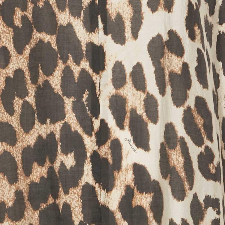 Pre Owned Ganni Brown Leopard Print Lyocell Long Dress M