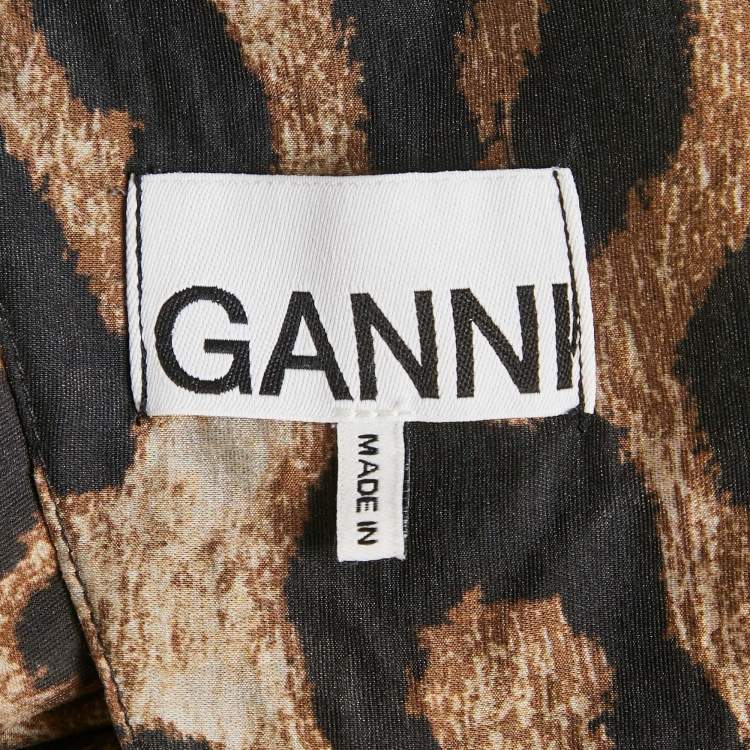 Pre Owned Ganni Brown Leopard Print Lyocell Long Dress M