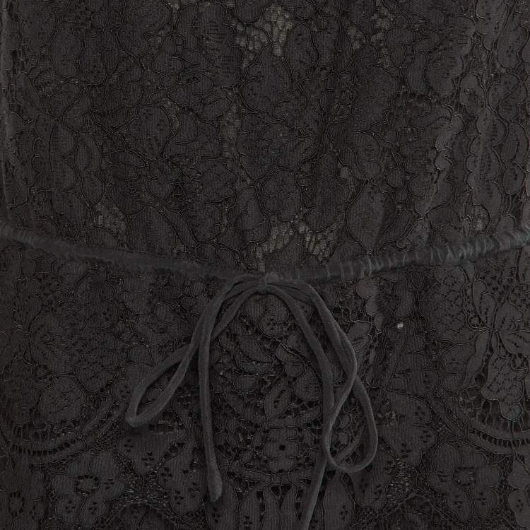 Pre Owned Ganni Black Lace Ruffle Jumpsuit M