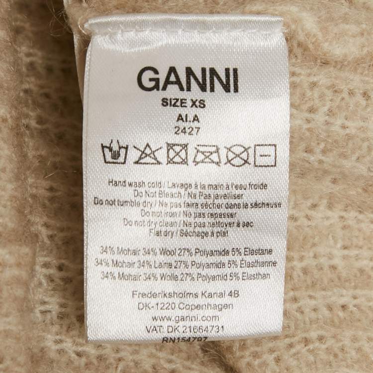 Pre Owned Ganni Beige Mohair Oversized Cardigan XS