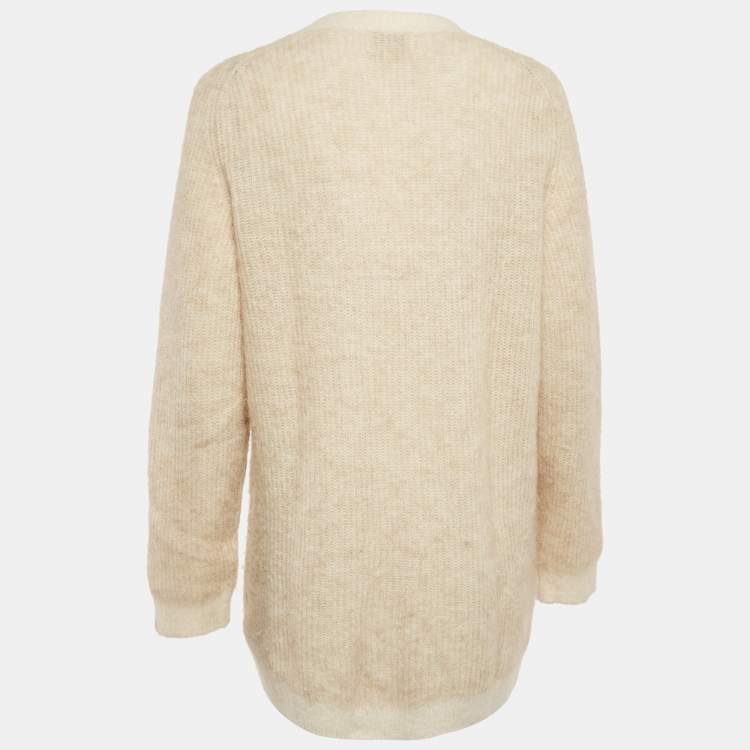 Pre Owned Ganni Beige Mohair Oversized Cardigan XS