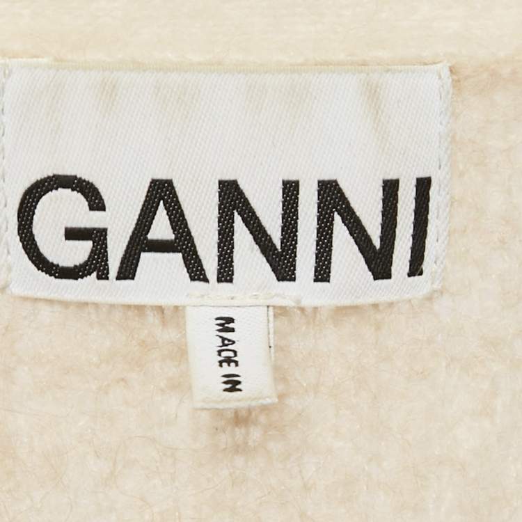Pre Owned Ganni Beige Mohair Oversized Cardigan XS