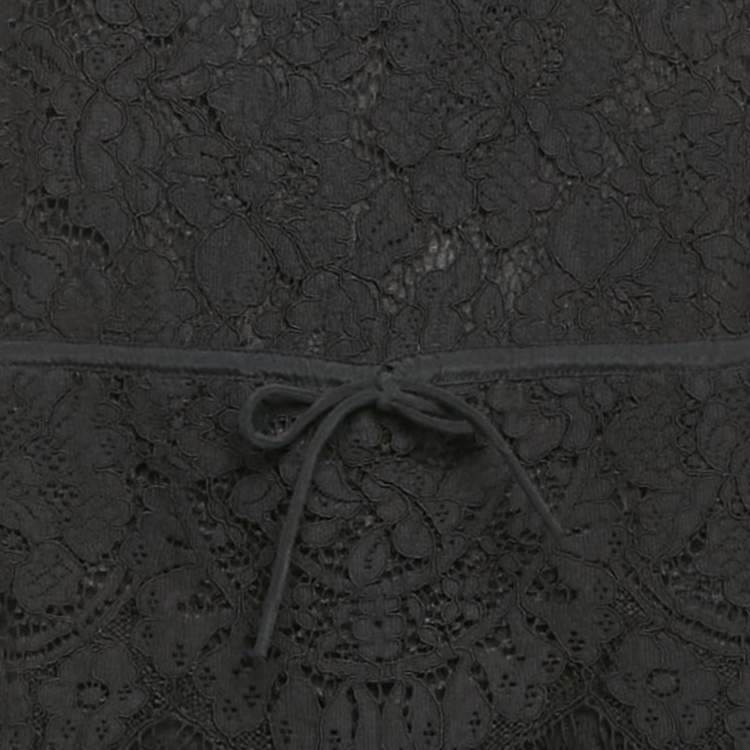 Pre Owned Ganni Black Corded Lace Ruffled Jumpsuit S