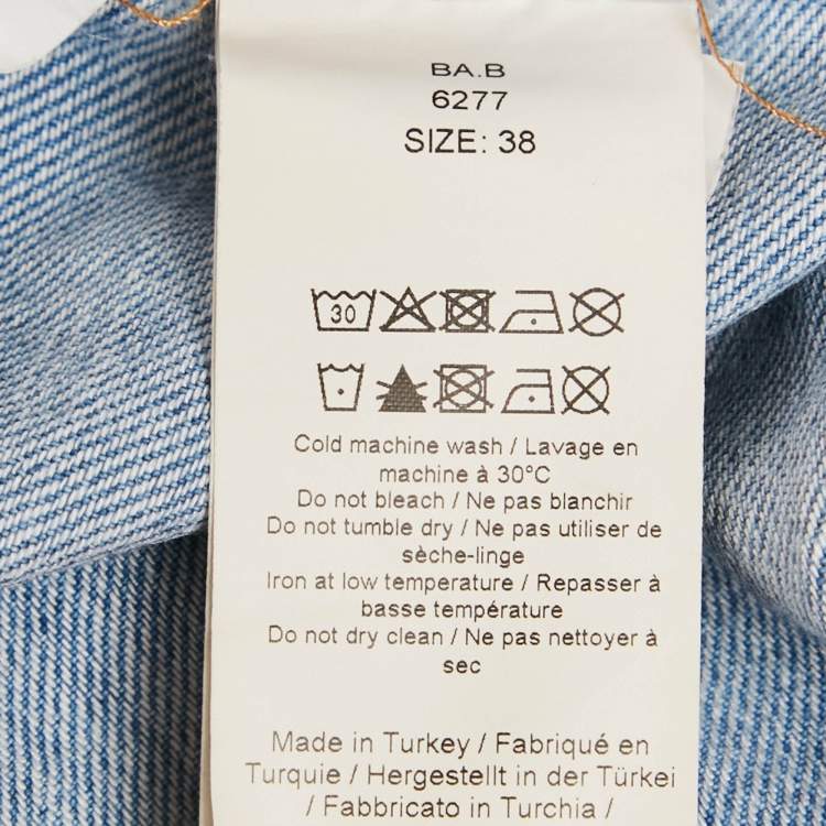 Pre Owned Ganni Blue Denim Ruffled Platter Collar Shirt M