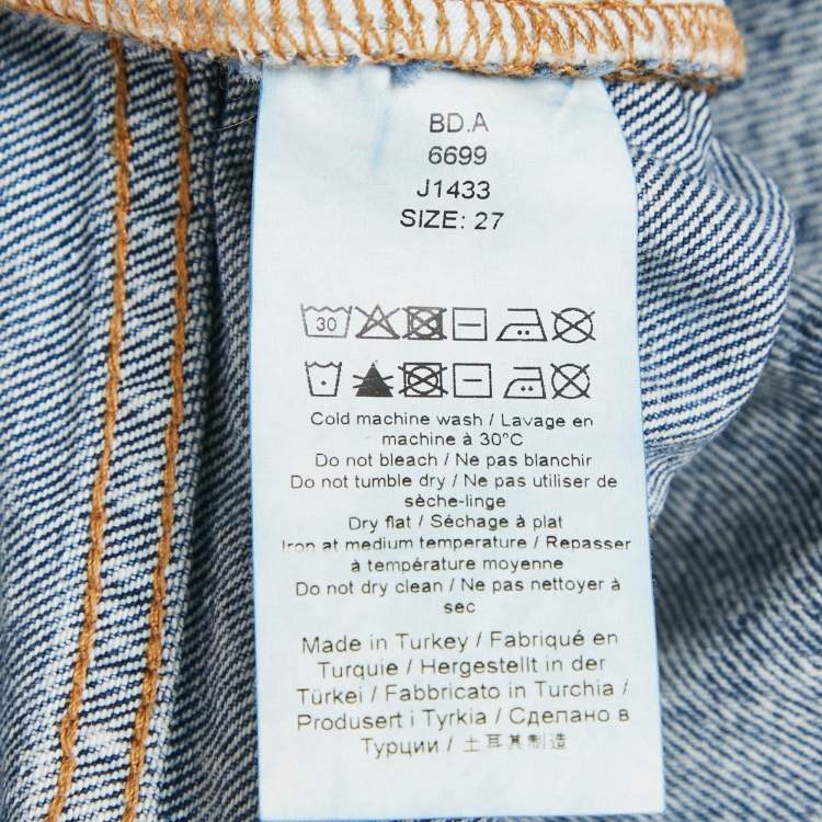 Pre Owned Ganni  Blue Printed Denim Straight Leg Jeans M Waist 30"