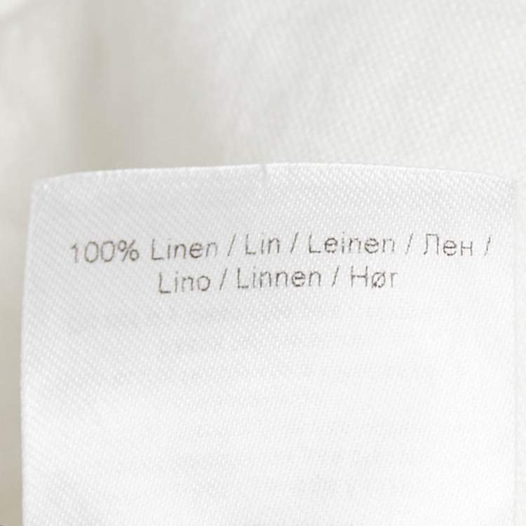 Pre Owned Ganni White /Black Linen Stud Detail Top & Skirt Set S/XS 