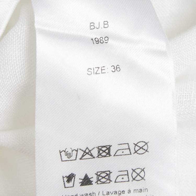 Pre Owned Ganni White /Black Linen Stud Detail Top & Skirt Set S/XS 