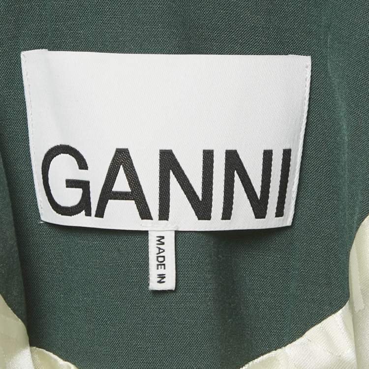 Pre Owned Ganni Green Crepe Double Breasted Belted Blazer S