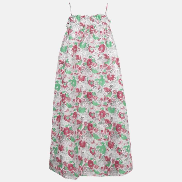 Pre Owned Ganni Multicolor Lurex Jacquard Midi Dress M