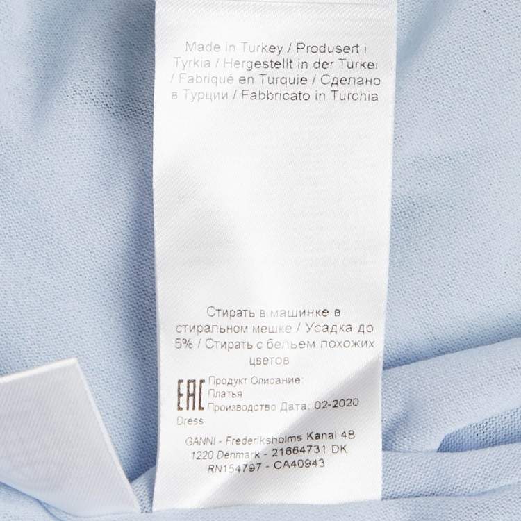 Pre Owned Ganni Light Blue Floral Print Mesh Wrap Around Midi Dress S