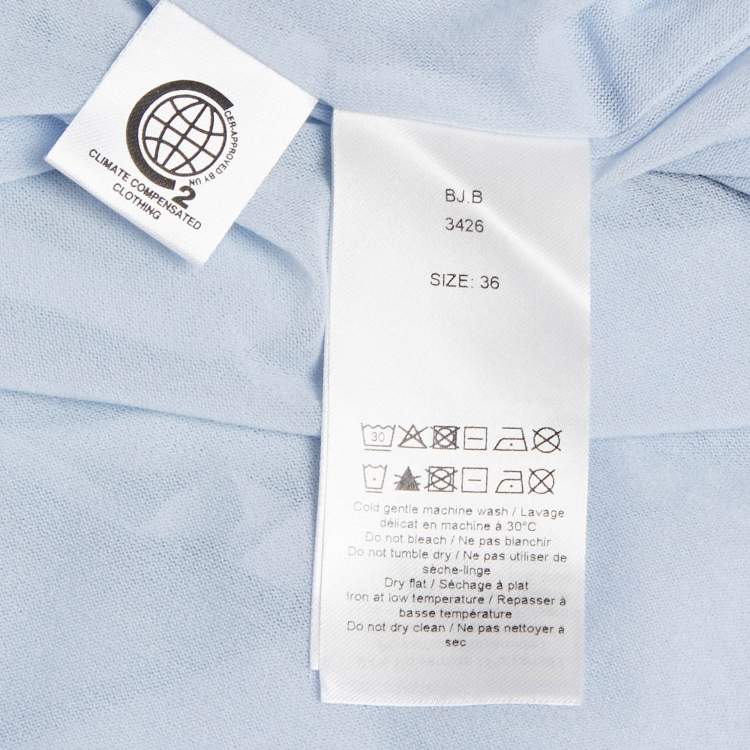 Pre Owned Ganni Light Blue Floral Print Mesh Wrap Around Midi Dress S