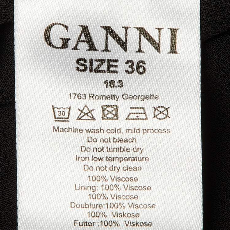 Pre Owned Ganni Black Polka Dot Floral Printed Chiffon Mini Dress S