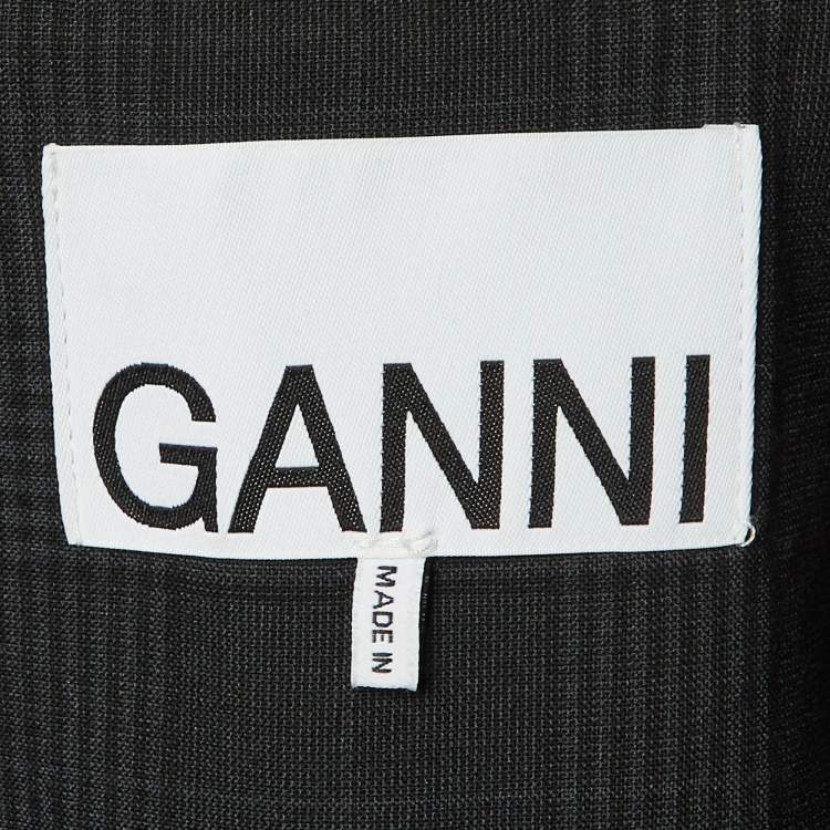 Pre Owned Ganni Grey Patterned Crepe Vest & Pants Suit XXS/XS/L