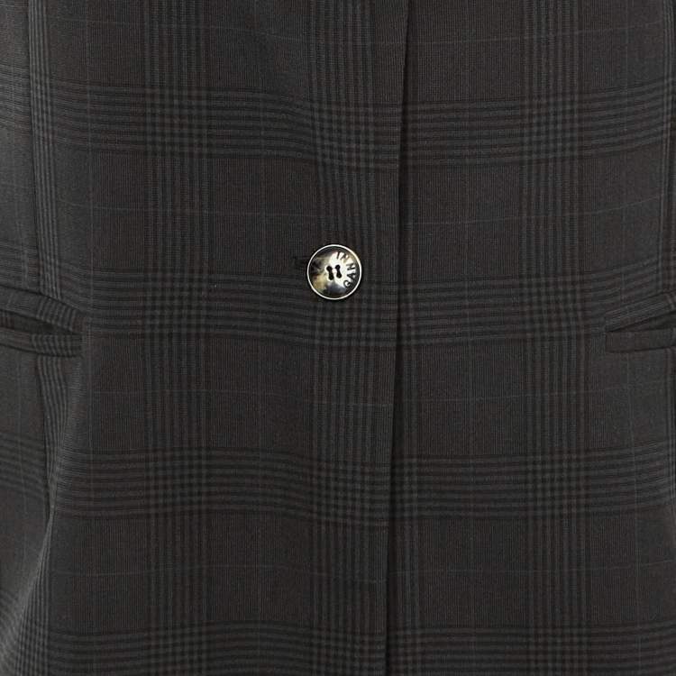 Pre Owned Ganni Grey Patterned Crepe Vest & Pants Suit XXS/XS/L