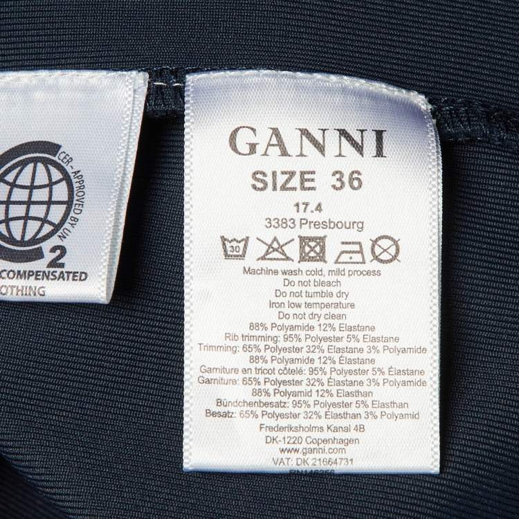 مملوكة مسبقًا Ganni Navy Blue Striped Detail Jersey Presbourg Track Suit Set S