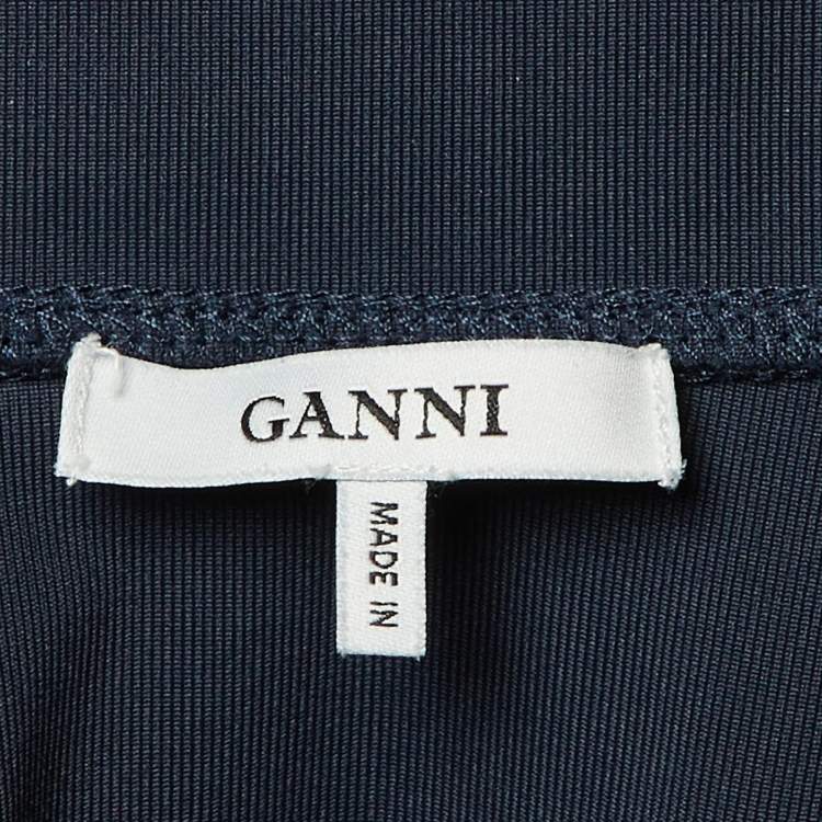 مملوكة مسبقًا Ganni Navy Blue Striped Detail Jersey Presbourg Track Suit Set S