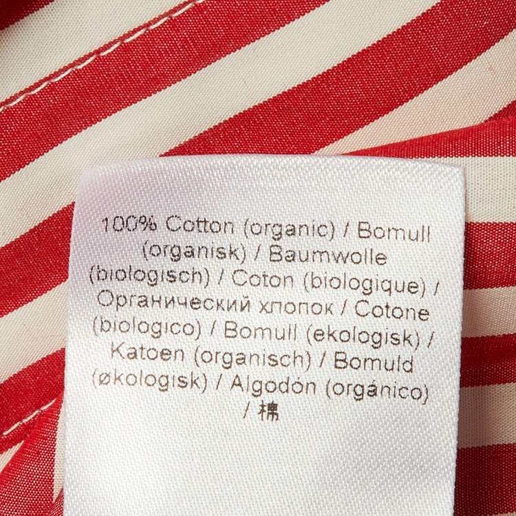 Pre Owned Ganni Red Striped Cotton Oversized Sleeveless Shirt S