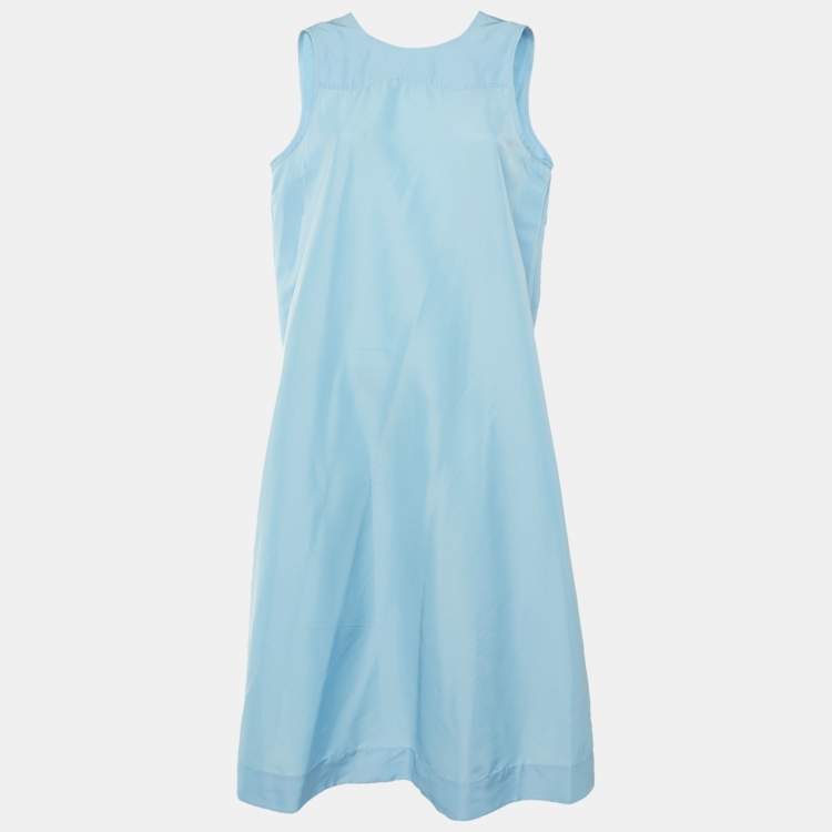 مملوكة مسبقًا Ganni Blue Taffeta Sleeveless Midi Dress L