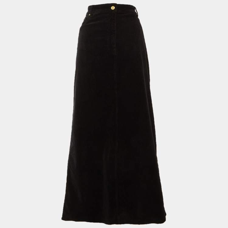 Pre Owned Ganni Black Corduroy Maxi Skirt XL  