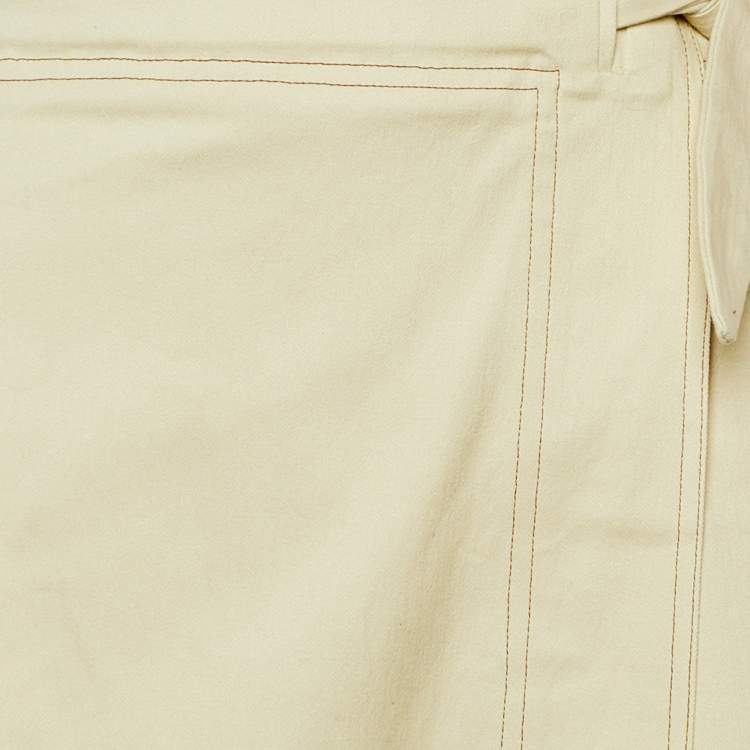 Pre Owned Ganni Beige Cotton Tie Up Detail Maxi Skirt L