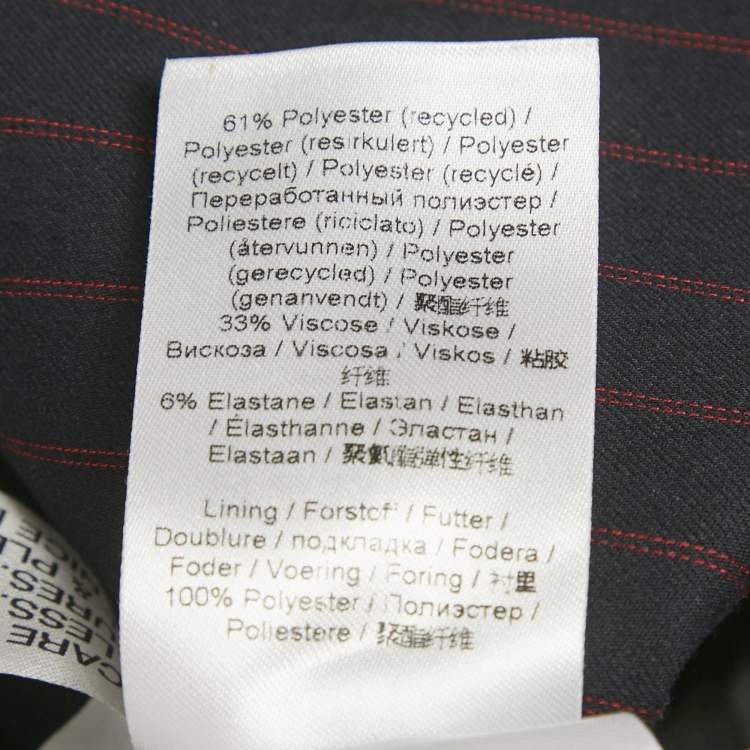 Pre Owned Ganni Navy Blue Asymmetric Pinstriped Twill Blazer S