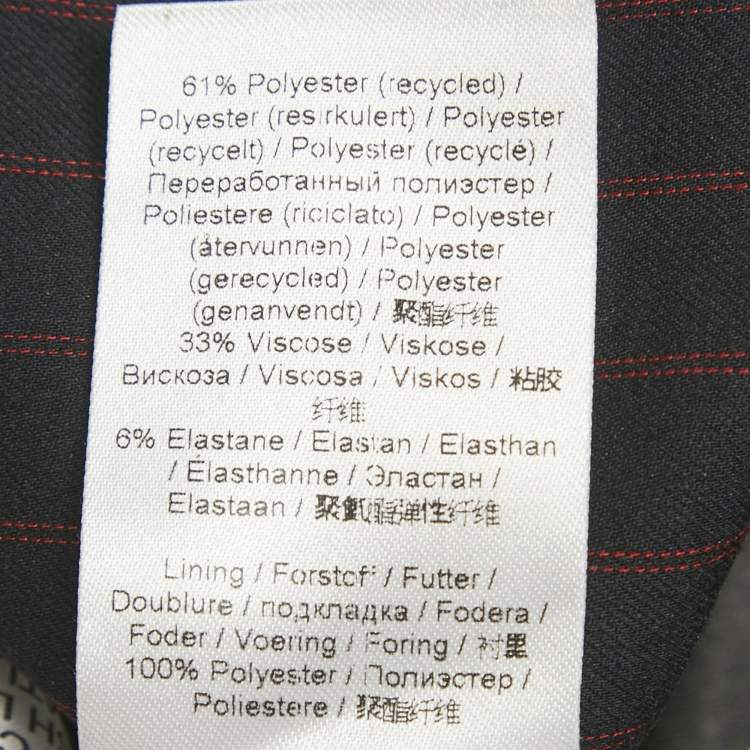 Pre Owned Ganni Navy Blue Asymmetric Pinstriped Twill Blazer S