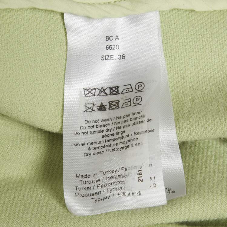 مملوكة مسبقًا Ganni Light Green Twill Notched Lapel Blazer and Pants Suit S