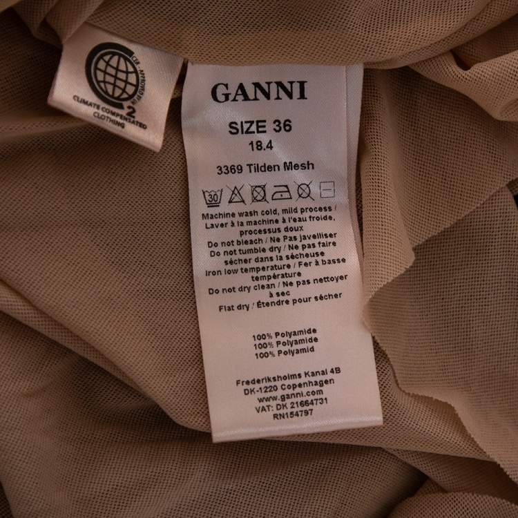 Pre Owned Ganni Brown Animal Leopard Print Mesh Maxi Dress M