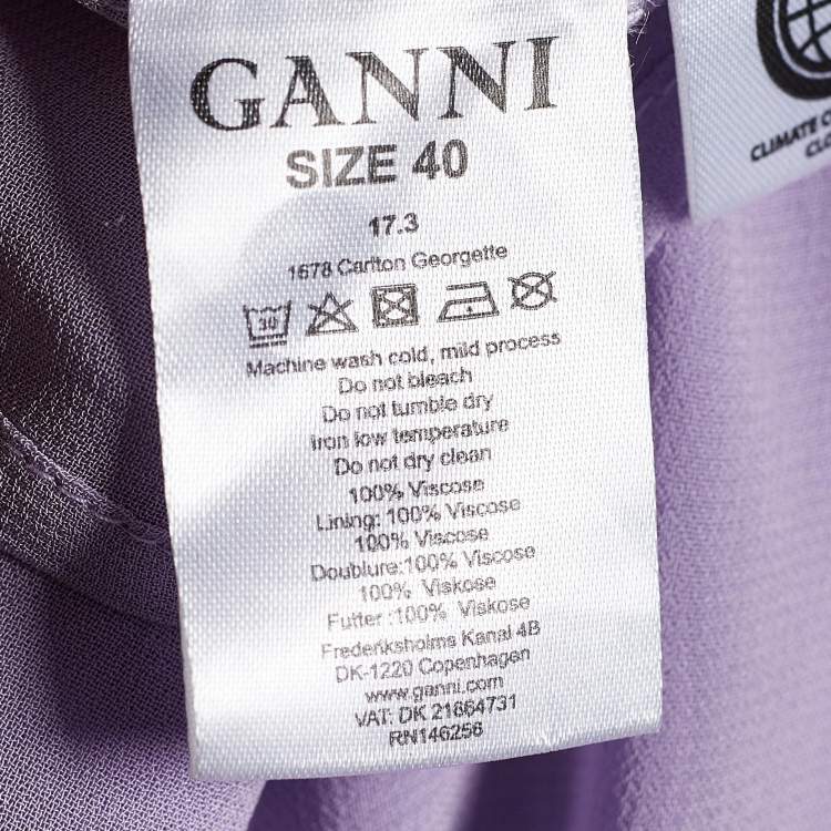 Pre Owned Ganni Lilac Crepe Georgette Carlton Maxi Dress L