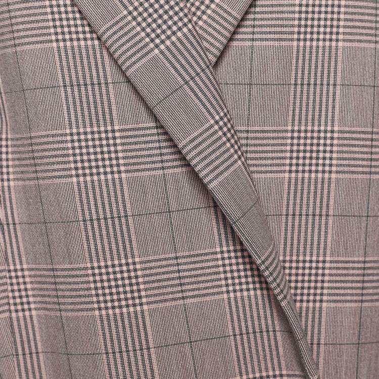 Pre Owned Ganni Pink Plaid Hewitt Double Breasted Cady Blazer XS