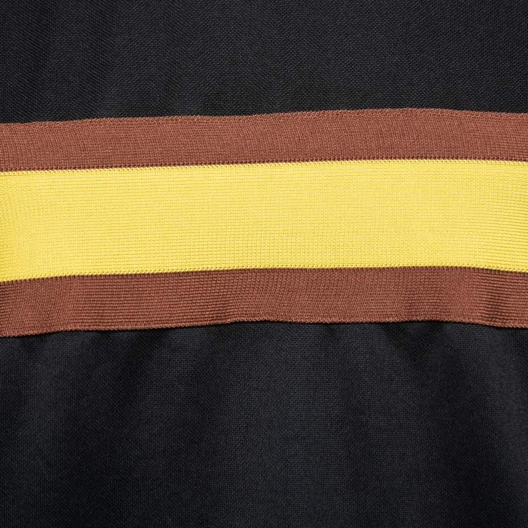 Pre Owned Ganni Black Striped Jersey Dubois Polo Top S