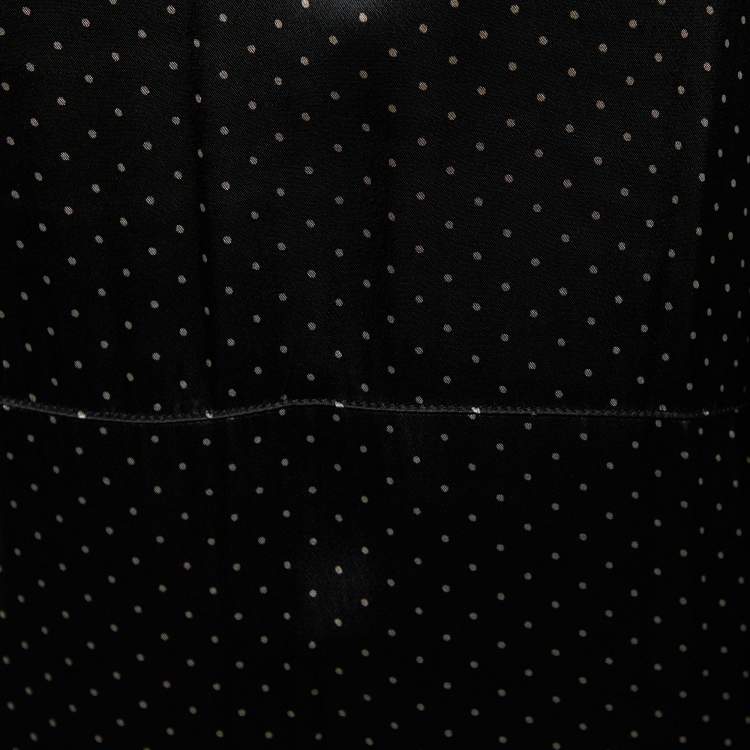 Pre Owned Ganni Black Polka Dot Satin Cameron Maxi Dress S