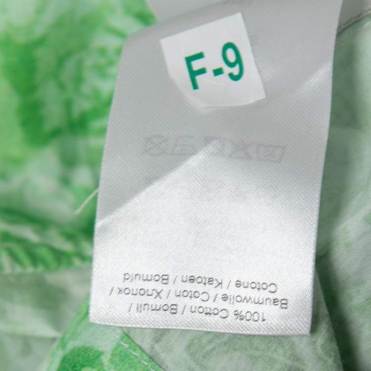 Pre Owned Ganni Green Floral Printed Cotton Blouse S