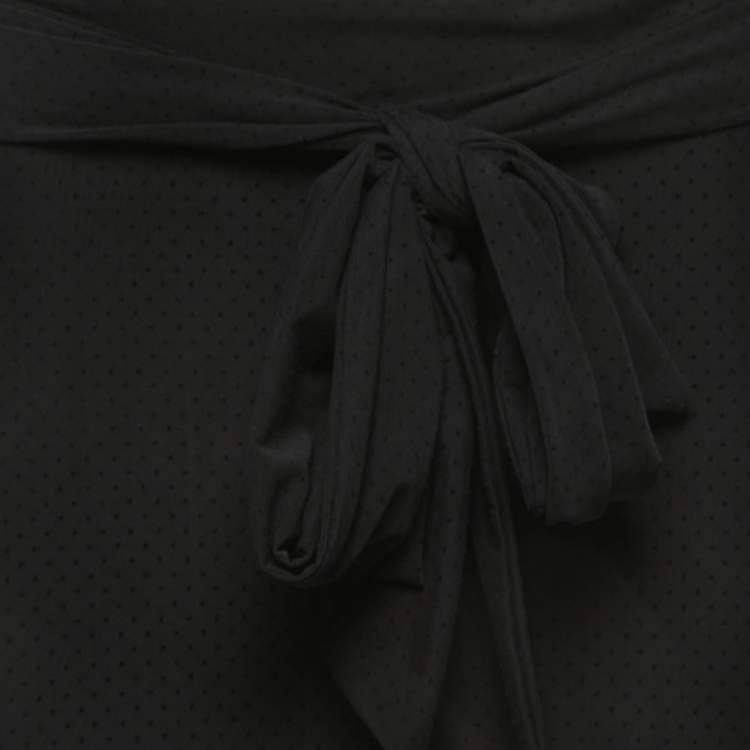 Pre Owned Ganni Black Stretch Knit Addison Wrap Midi Skirt M
