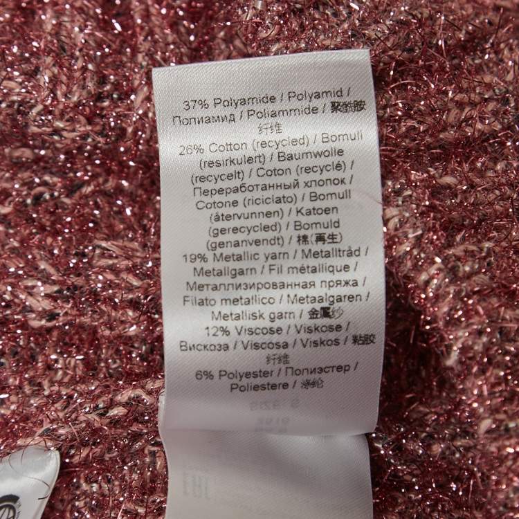 Pre Owned Ganni Pink Lurex Rib Knit Sleeveless Top S