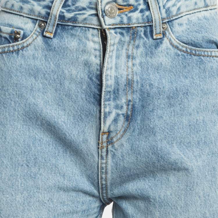 Pre Owned Ganni Light Blue Washed Denim High Waist Jeans S Waist 26