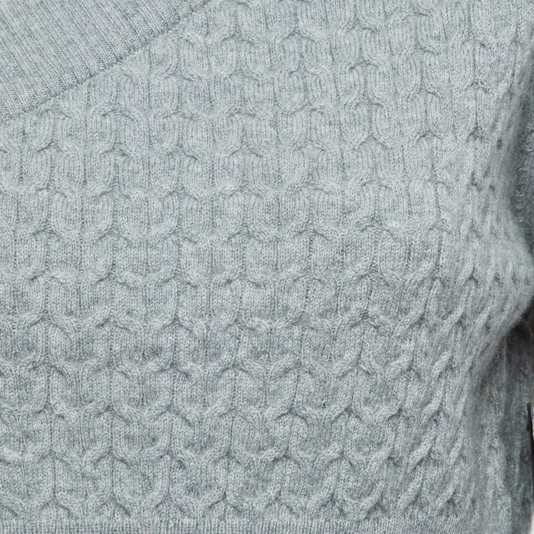 Pre Owned Gauge81 Grey Cashmere Cable Knit One Shoulder Crop Sweater M