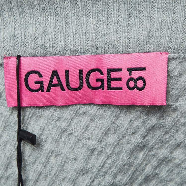 Pre Owned Gauge81 Grey Cashmere Cable Knit One Shoulder Crop Sweater M