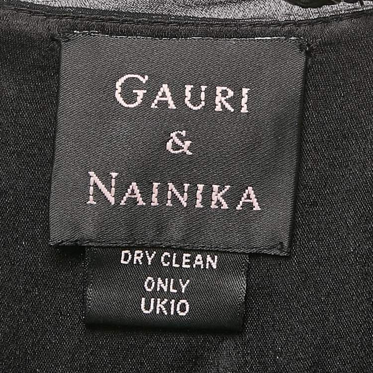 Pre Owned Gauri & Nanika Black Chiffon Draped Maxi Dress M