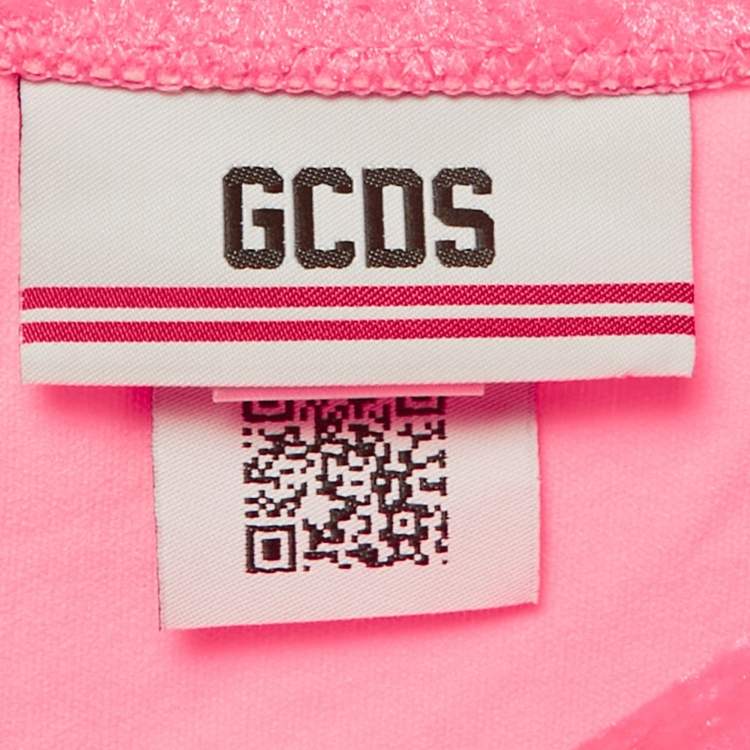 Pre Owned GCDS Pink Velvet Cut-Out Buckle Detail Swimsuit M