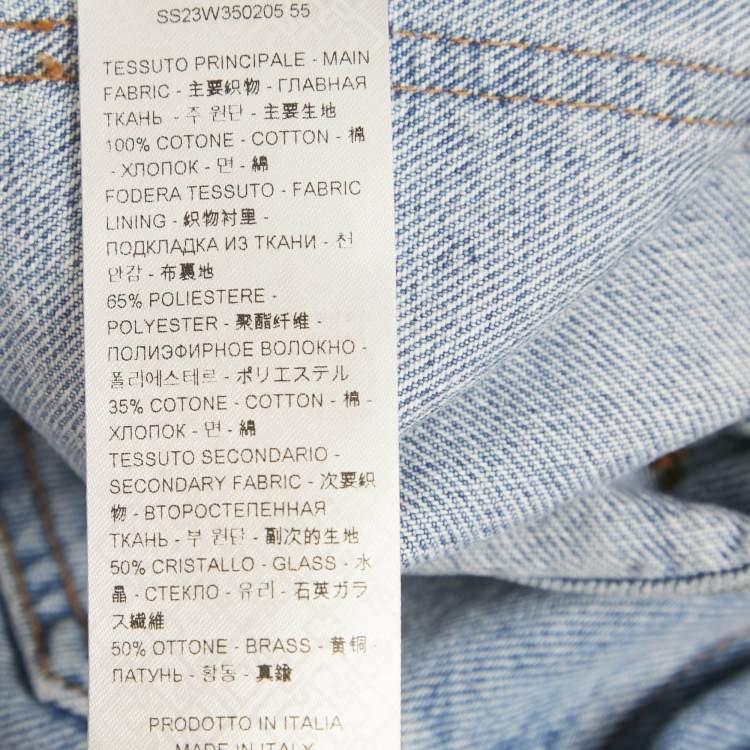 Pre Owned GCDS Blue Denim Logo Crystal Waist Detail Jeans S