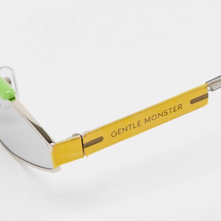 Pre Owned Gentle Monster Kids Green/Light Grey New Turtle Shield Sunglasses