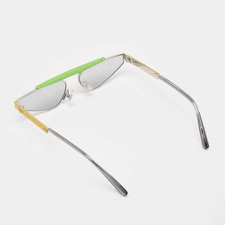 Pre Owned Gentle Monster Kids Green/Light Grey New Turtle Shield Sunglasses