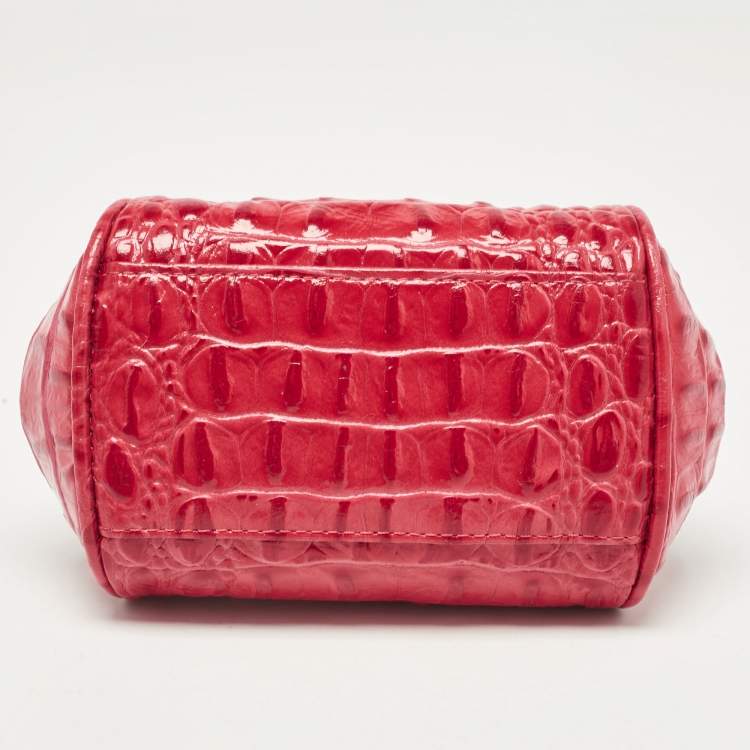Pre Owned Georges Hobeika Red Crocodile Top Handle Bag
